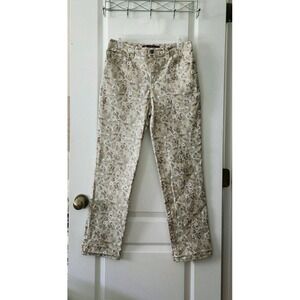 Gloria Vanderbilt Amanda Jeans Womens Beige Floral High Rise Straight Leg Size 8
